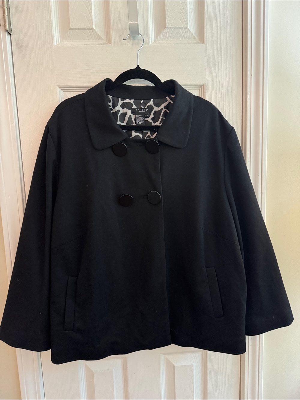 SANDRO Sportswear Swing Jacket Coat Black Size XXL